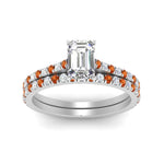 Load image into Gallery viewer, french-pave-emerald-cut-petite-orange-sapphire-wedding-ring-set-in-FD9918EMGSAORANGLE3-NL-WG-B1
