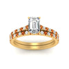 Load image into Gallery viewer, french-pave-emerald-cut-petite-orange-sapphire-wedding-ring-set-in-FD9918EMGSAORANGLE3-NL-YG-B1