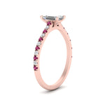 Load image into Gallery viewer, french-pave-emerald-cut-petite-pink-sapphire-engagement-ring-in-FD9918EMRGSADRPIANGLE3-NL-RG