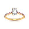 Load image into Gallery viewer, french-pave-emerald-cut-petite-pink-sapphire-engagement-ring-in-FD9918EMRGSADRPIANGLE3-NL-YG