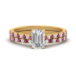 Load image into Gallery viewer, french-pave-emerald-cut-petite-pink-sapphire-wedding-ring-set-in-FD9918EMGSADRPIANGLE3-NL-YG-B1
