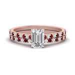 Load image into Gallery viewer, french-pave-emerald-cut-petite-ruby-wedding-ring-set-in-FD9918EMGRUDRANGLE3-NL-RG-B1
