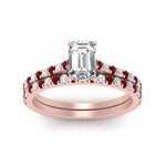 Load image into Gallery viewer, french-pave-emerald-cut-petite-ruby-wedding-ring-set-in-FD9918EMGRUDRANGLE3-NL-RG-B1
