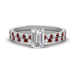 Load image into Gallery viewer, french-pave-emerald-cut-petite-ruby-wedding-ring-set-in-FD9918EMGRUDRANGLE3-NL-WG-B1
