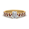 Load image into Gallery viewer, french-pave-emerald-cut-petite-ruby-wedding-ring-set-in-FD9918EMGRUDRANGLE3-NL-YG-B1