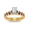 Load image into Gallery viewer, french-pave-emerald-cut-petite-ruby-wedding-ring-set-in-FD9918EMGRUDRANGLE3-NL-YG-B1