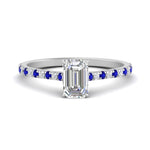 Load image into Gallery viewer, french-pave-emerald-cut-petite-sapphire-engagement-ring-in-FD9918EMRGSABLANGLE3-NL-WG