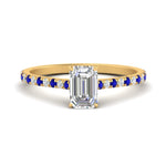 Load image into Gallery viewer, french-pave-emerald-cut-petite-sapphire-engagement-ring-in-FD9918EMRGSABLANGLE3-NL-YG