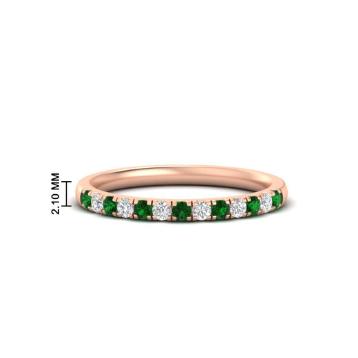 french-pave-half-eternity-0.25-carat-diamond-band-with-emerald-in-rose-gold-FD9331ROBGEMGR-0.25CT-NL-RG-HW