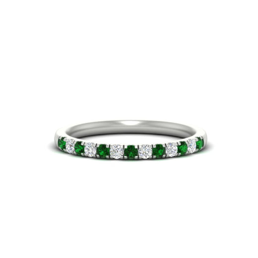 french-pave-half-eternity-0.25-carat-diamond-band-with-emerald-in-white-gold-FD9331ROBGEMGR-0.25CT-NL-WG