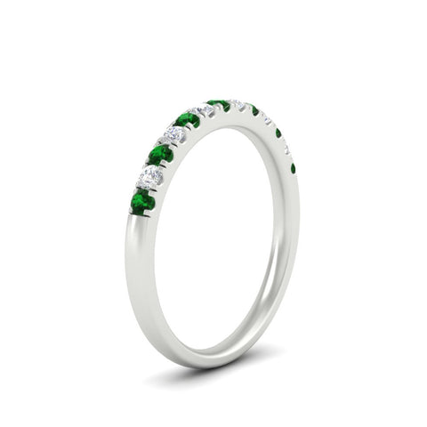 french-pave-half-eternity-0.25-carat-diamond-band-with-emerald-in-white-gold-FD9331ROBGEMGRANGLE2-0.25CT-NL-WG