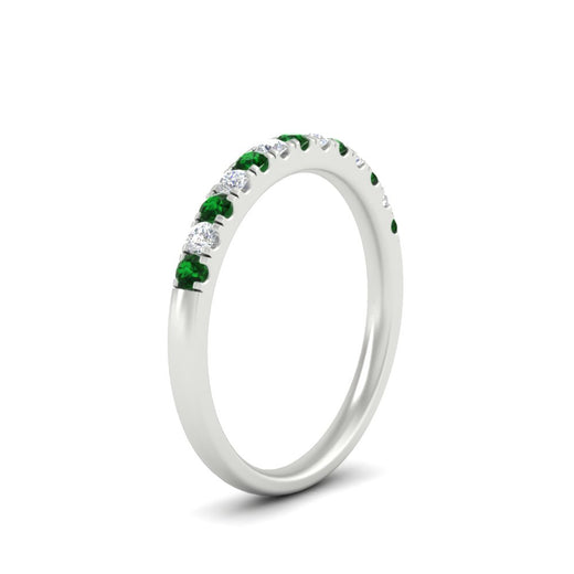 french-pave-half-eternity-0.25-carat-diamond-band-with-emerald-in-white-gold-FD9331ROBGEMGRANGLE2-0.25CT-NL-WG