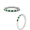 Load image into Gallery viewer, french-pave-half-eternity-0.25-carat-diamond-band-with-emerald-in-white-gold-FD9331ROBGEMGRANGLE3-0.25CT-NL-WG