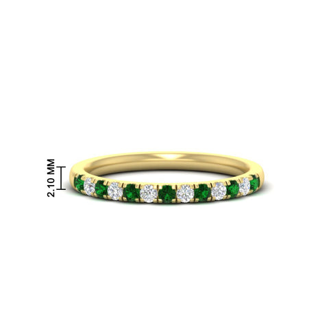 french-pave-half-eternity-0.25-carat-diamond-band-with-emerald-in-yellow-gold-FD9331ROBGEMGR-0.25CT-NL-YG-HW