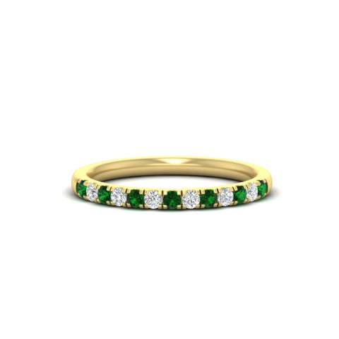 french-pave-half-eternity-0.25-carat-diamond-band-with-emerald-in-yellow-gold-FD9331ROBGEMGR-0.25CT-NL-YG