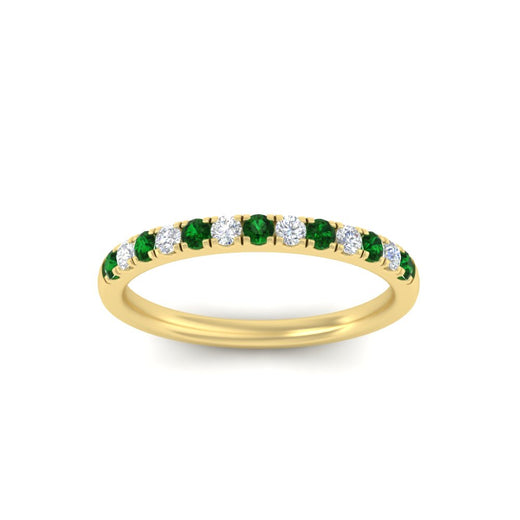 french-pave-half-eternity-0.25-carat-diamond-band-with-emerald-in-yellow-gold-FD9331ROBGEMGRANGLE5-0.25CT-NL-YG