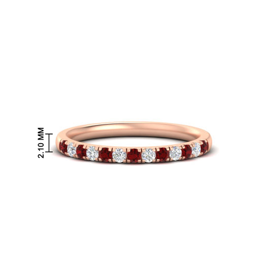 french-pave-half-eternity-0.25-carat-diamond-band-with-ruby-in-rose-gold-FD9331ROBGRUDR-0.25CT-NL-RG-HW