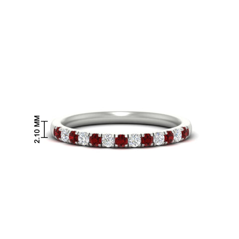 french-pave-half-eternity-0.25-carat-diamond-band-with-ruby-in-white-gold-FD9331ROBGRUDR-0.25CT-NL-WG-HW