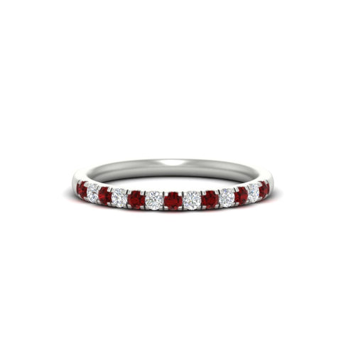 french-pave-half-eternity-0.25-carat-diamond-band-with-ruby-in-white-gold-FD9331ROBGRUDR-0.25CT-NL-WG