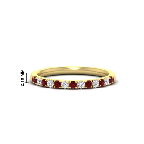 french-pave-half-eternity-0.25-carat-diamond-band-with-ruby-in-yellow-gold-FD9331ROBGRUDR-0.25CT-NL-YG-HW