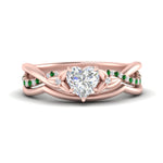 Load image into Gallery viewer, french-pave-heart-contour-emerald-wedding-band-in-rose-gold-FD9986B1HTGEMGR-NL-RG
