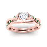 Load image into Gallery viewer, french-pave-heart-contour-emerald-wedding-band-in-rose-gold-FD9986B1HTGEMGR-NL-RG
