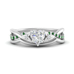 Load image into Gallery viewer, french-pave-heart-contour-emerald-wedding-band-in-white-gold-FD9986B1HTGEMGR-NL-WG
