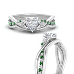 Load image into Gallery viewer, french-pave-heart-contour-emerald-wedding-band-in-white-gold-FD9986B1HTGEMGR-NL-WG
