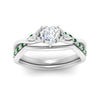 Load image into Gallery viewer, french-pave-heart-contour-emerald-wedding-band-in-white-gold-FD9986B1HTGEMGR-NL-WG