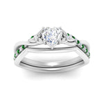 Load image into Gallery viewer, french-pave-heart-contour-emerald-wedding-band-in-white-gold-FD9986B1HTGEMGR-NL-WG
