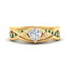 Load image into Gallery viewer, french-pave-heart-contour-emerald-wedding-band-in-yellow-gold-FD9986B1HTGEMGR-NL-YG