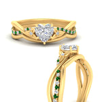 Load image into Gallery viewer, french-pave-heart-contour-emerald-wedding-band-in-yellow-gold-FD9986B1HTGEMGR-NL-YG

