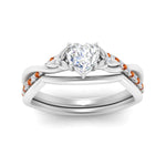 Load image into Gallery viewer, french-pave-heart-contour-orange-sapphire-wedding-band-in-white-gold-FD9986B1HTGSAOR-NL-WG

