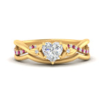 Load image into Gallery viewer, french-pave-heart-contour-pink-sapphire-wedding-band-in-yellow-gold-FD9986B1HTGSADRPI-NL-YG
