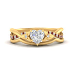 Load image into Gallery viewer, french-pave-heart-contour-ruby-wedding-band-in-yellow-gold-FD-9986B1HTGRUDR-NL-YG
