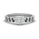 Load image into Gallery viewer, french-pave-heart-petite-black-diamond-wedding-ring-set-in-FD9918HTGBLACKANGLE3-NL-WG-B1
