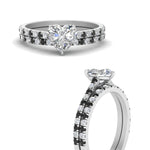 Load image into Gallery viewer, french-pave-heart-petite-black-diamond-wedding-ring-set-in-FD9918HTGBLACKANGLE3-NL-WG-B1
