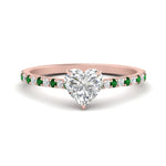 Load image into Gallery viewer, french-pave-heart-petite-emerald-engagement-ring-in-FD9918HTRGEMGRANGLE3-NL-RG