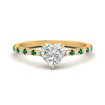 Load image into Gallery viewer, french-pave-heart-petite-emerald-engagement-ring-in-FD9918HTRGEMGRANGLE3-NL-YG