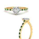 Load image into Gallery viewer, french-pave-heart-petite-emerald-engagement-ring-in-FD9918HTRGEMGRANGLE3-NL-YG