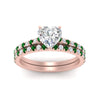 Load image into Gallery viewer, french-pave-heart-petite-emerald-wedding-ring-set-in-FD9918HTGEMGRANGLE3-NL-RG-B1