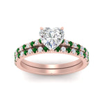 Load image into Gallery viewer, french-pave-heart-petite-emerald-wedding-ring-set-in-FD9918HTGEMGRANGLE3-NL-RG-B1
