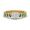 Load image into Gallery viewer, french-pave-heart-petite-emerald-wedding-ring-set-in-FD9918HTGEMGRANGLE3-NL-YG-B1