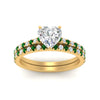 Load image into Gallery viewer, french-pave-heart-petite-emerald-wedding-ring-set-in-FD9918HTGEMGRANGLE3-NL-YG-B1