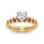 Load image into Gallery viewer, french-pave-heart-petite-orange-sapphire-wedding-ring-set-in-FD9918HTGSAORANGLE3-NL-YG-B1
