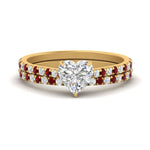 Load image into Gallery viewer, french-pave-heart-petite-ruby-wedding-ring-set-in-FD9918HTGRUDRANGLE3-NL-YG-B1
