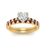 Load image into Gallery viewer, french-pave-heart-petite-ruby-wedding-ring-set-in-FD9918HTGRUDRANGLE3-NL-YG-B1
