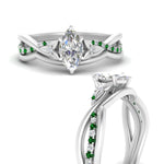 Load image into Gallery viewer, french-pave-marquise-contour-emerald-wedding-band-in-white-gold-FD9986B1MQGEMGRANGLE3-NL-WG
