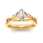Load image into Gallery viewer, french-pave-marquise-contour-pink-sapphire-wedding-band-in-yellow-gold-FD9986B1MQGSADRPI-NL-YG
