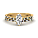 Load image into Gallery viewer, french-pave-marquise-petite-black-diamond-wedding-ring-set-in-FD9918MQGBLACKANGLE3-NL-YG-B1
